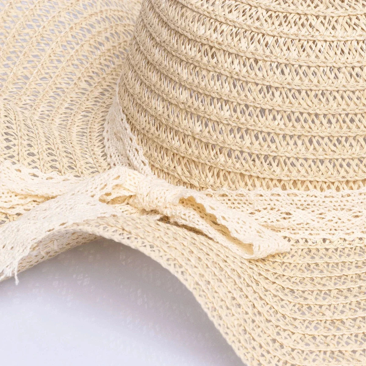 HelloBaby Women's Ribbon Trim Straw Hat (One Size) - Ecru