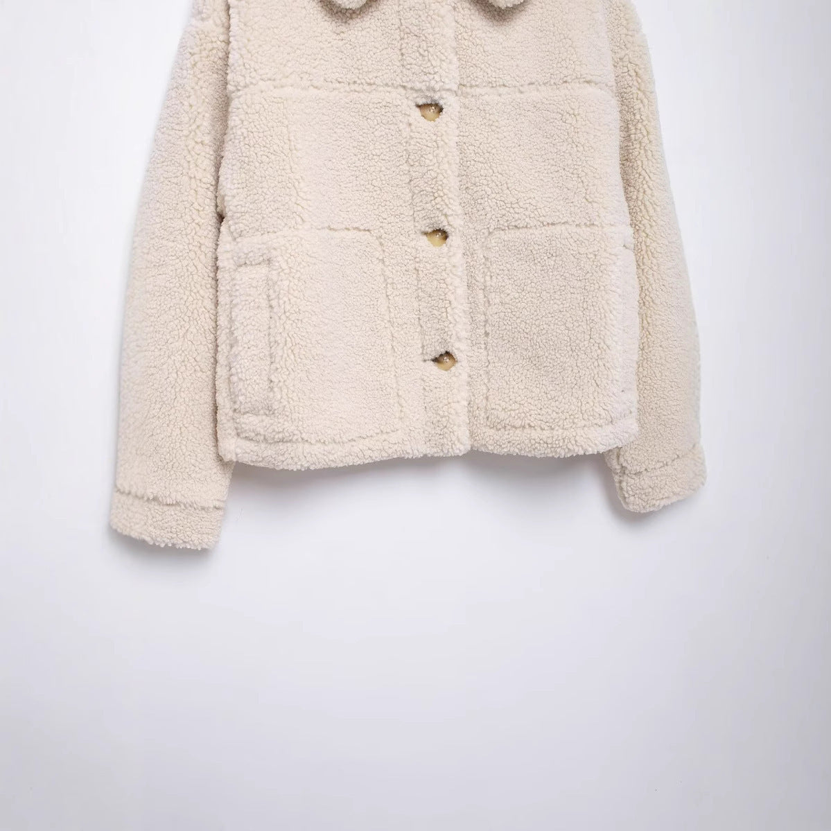 New Fleece Loose Solid-color Lapel Jacket Coat