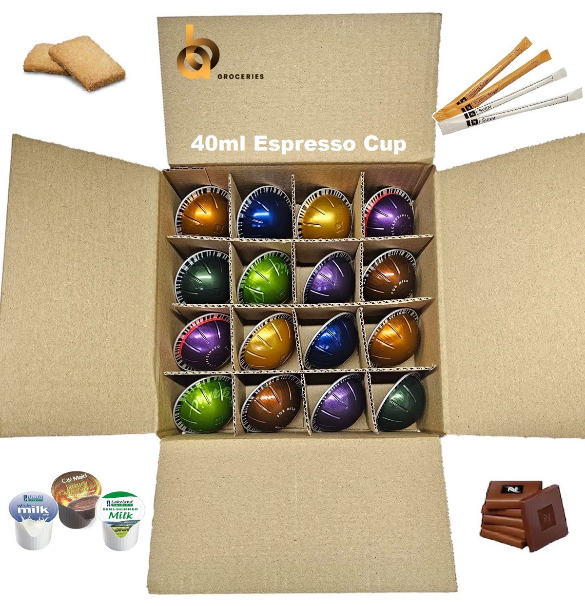Nespresso VERTUO Coffee Machine Capsules Taster Set Various Flavours Selection in Compartment Box