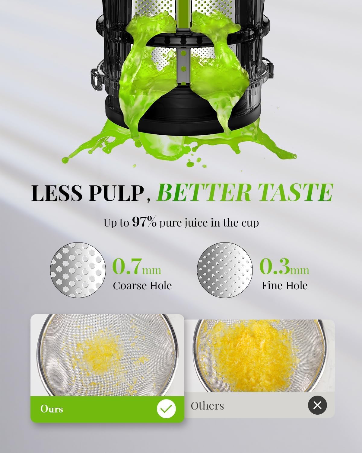 Compact Cold Press Juicer Slow Masticating High Yield Easy Clean 600ml KIDISLE