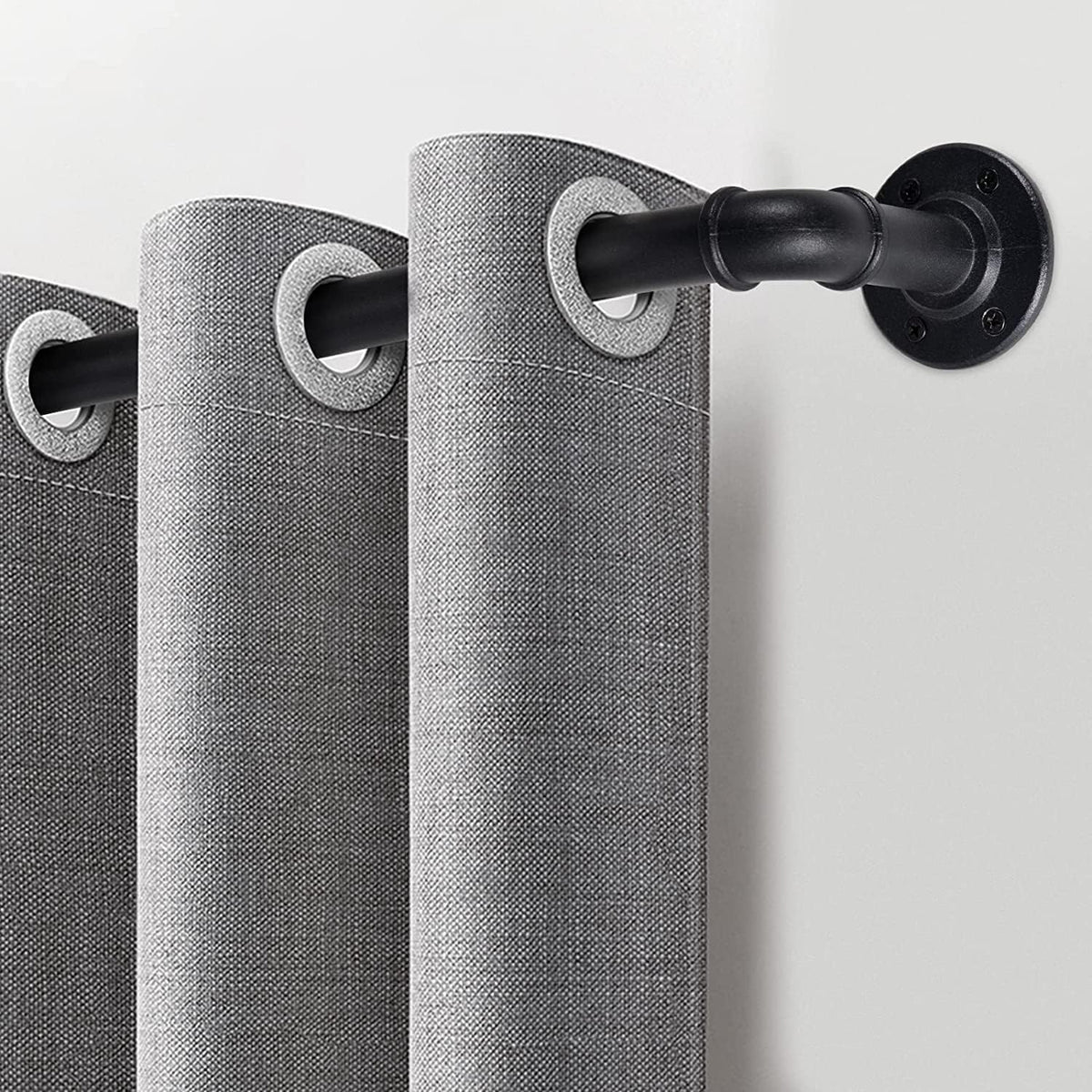Black Extendable Curtain Poles 67–122cm – 2 Pack Industrial Rods for Eyelets