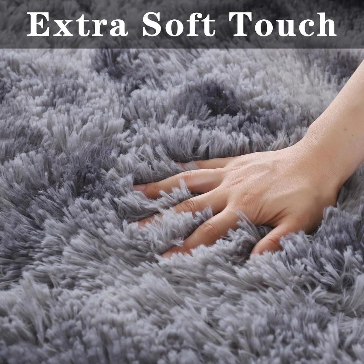 Round Shaggy Rug 120cm Dark Grey Fluffy Circle Rug Living Room Bedroom