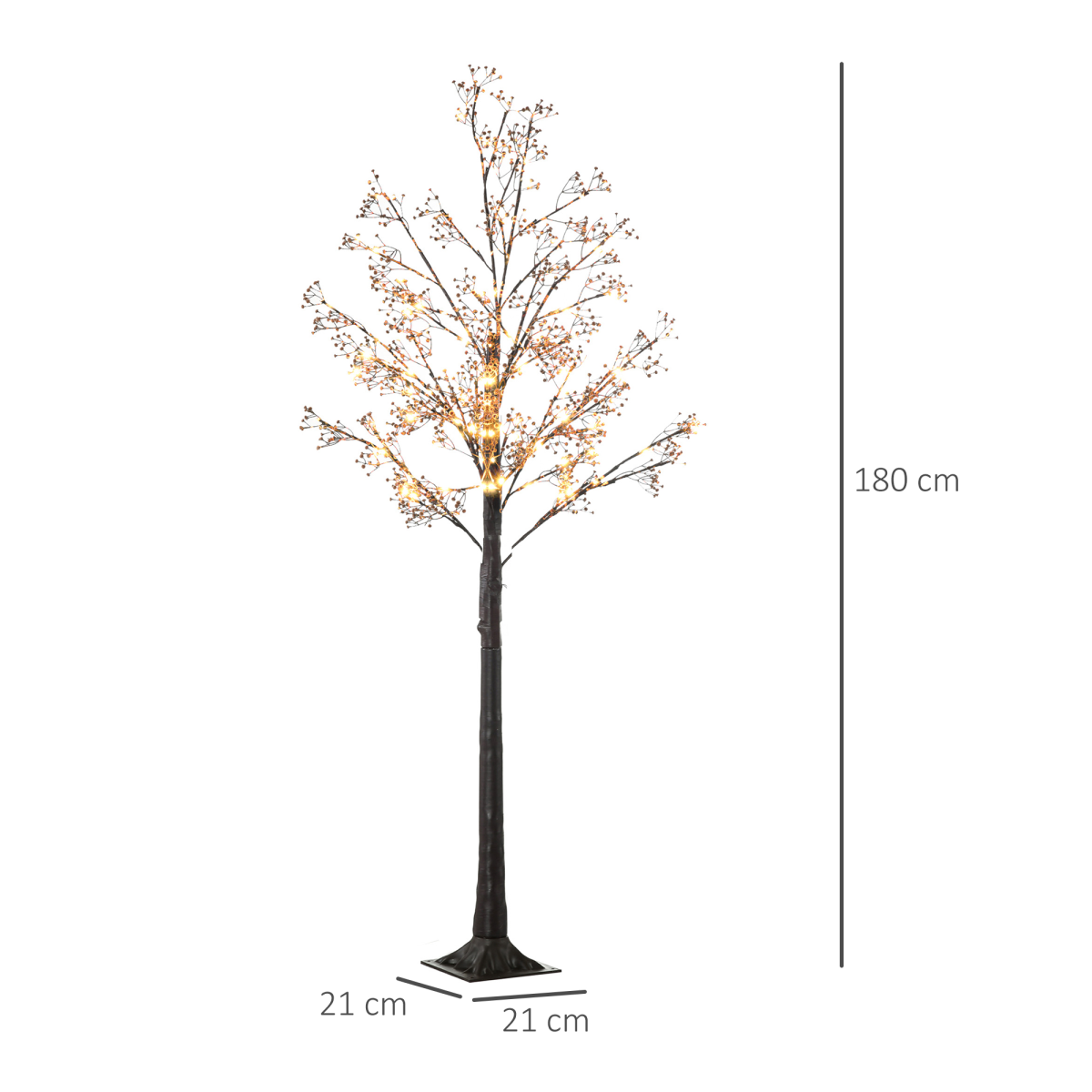 HOMCOM 6ft Artificial Tree with Warm White LED Lights, Baby Breath Flowers