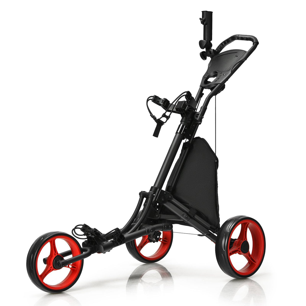 3 Wheel Golf Push Pull Cart with Adjustable Height Handle-Blue