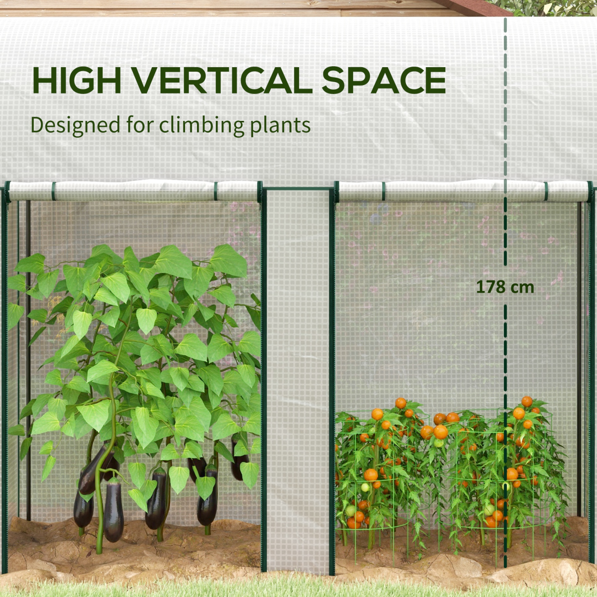 Outsunny 200 x 100 x 178cm Small Tomato Greenhouse with Roll-up Zipped Doors