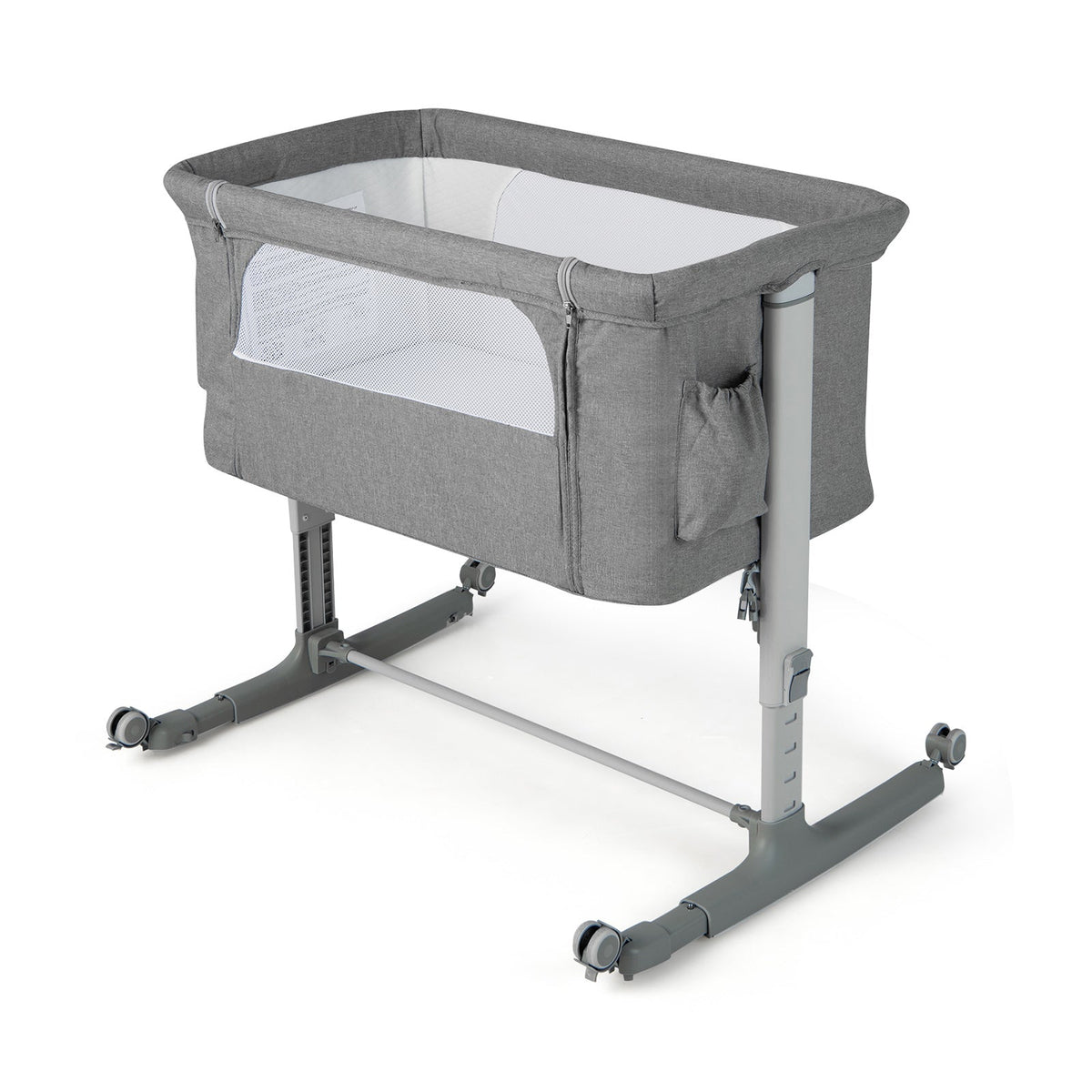3-in-1 Adjustable Baby Bedside Bassinet with Mattress-Beige