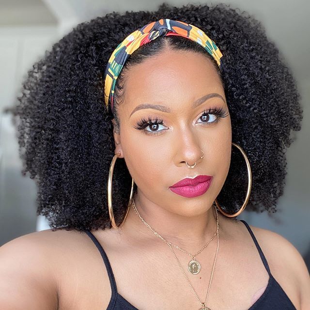 Black Afro Kinky Curly Wig - Small Curl Fluffy Style