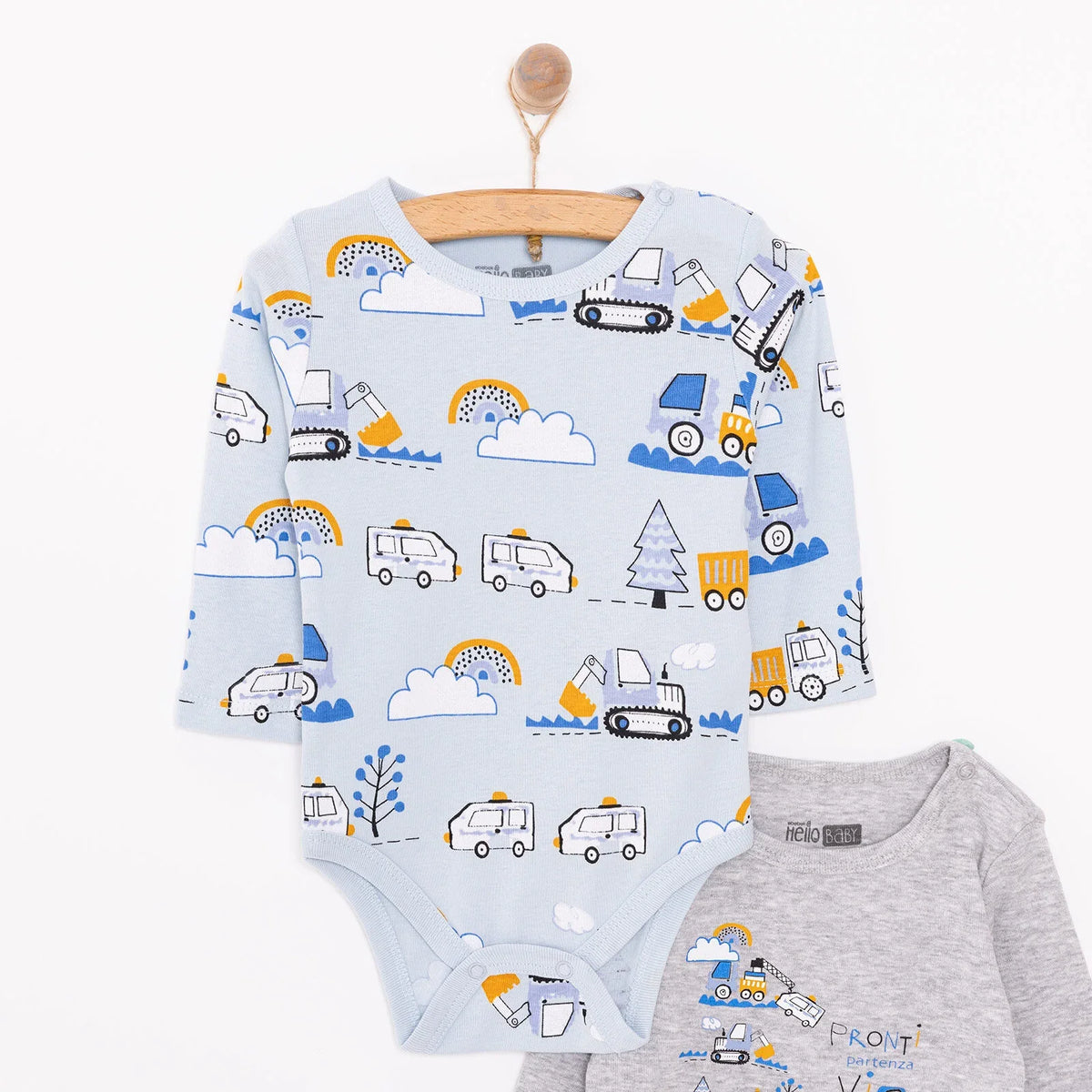 HelloBaby 2 Pack Car Print Long Sleeve Baby Bodysuits (3 Months to 3 Years)