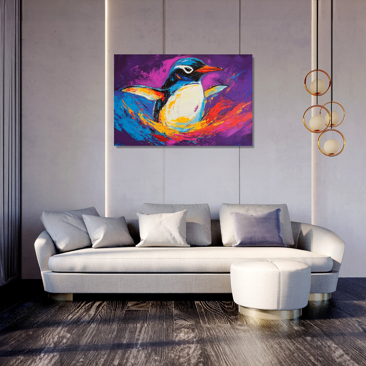 Penguin in Purple Canvas