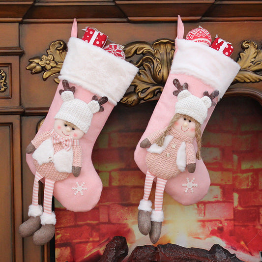Christmas Knitted Fabric Doll Gift Bag