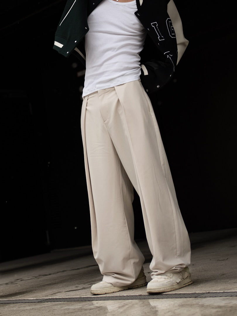 High-waisted Pleated Casual Pants
