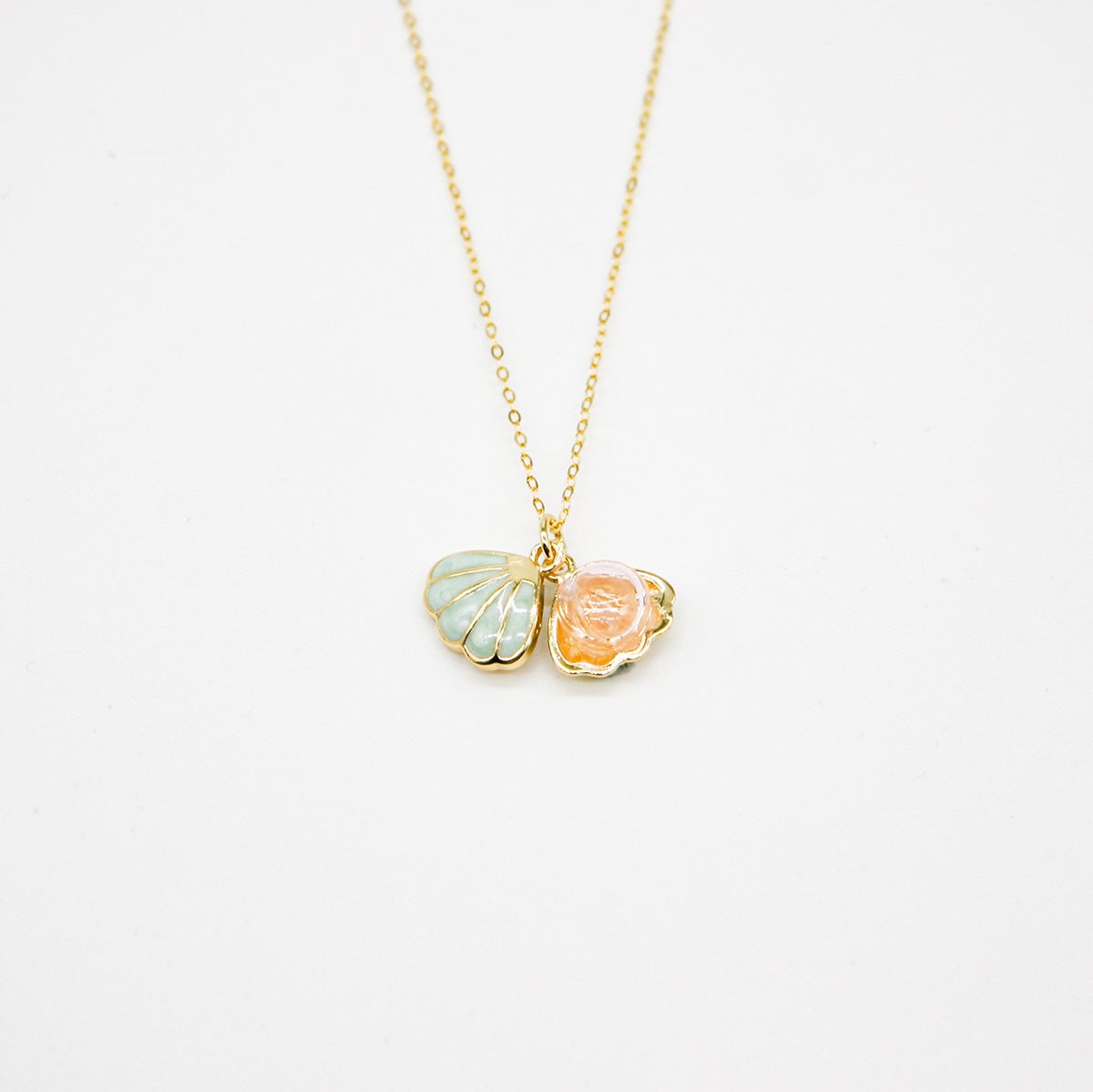 Green Shell Murano Aroma Necklace - Paradise Peach | Energy & Healing | Diffuse on the go | Sterling Silver Gift