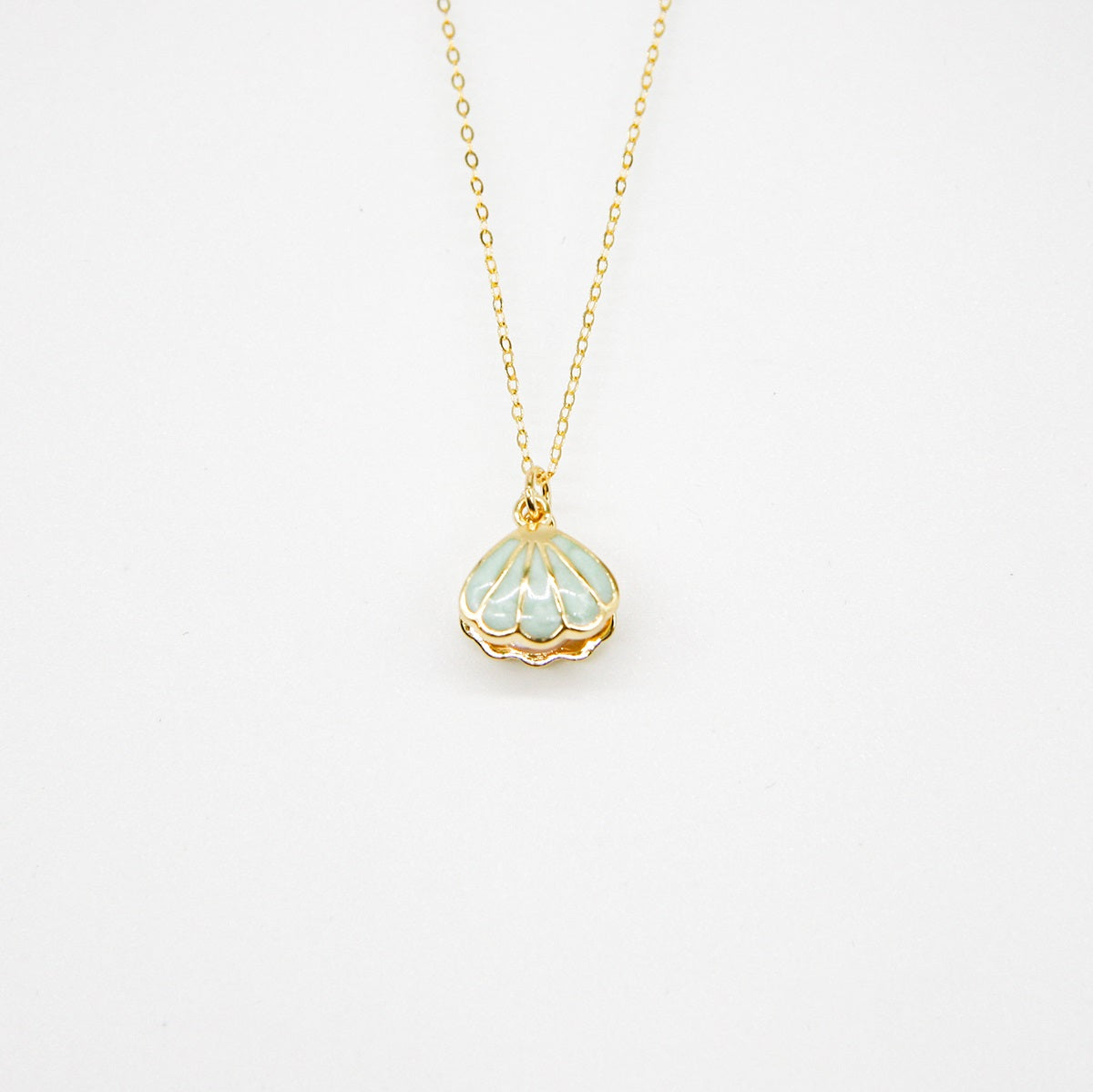 Green Shell Murano Aroma Necklace - Paradise Peach | Energy & Healing | Diffuse on the go | Sterling Silver Gift