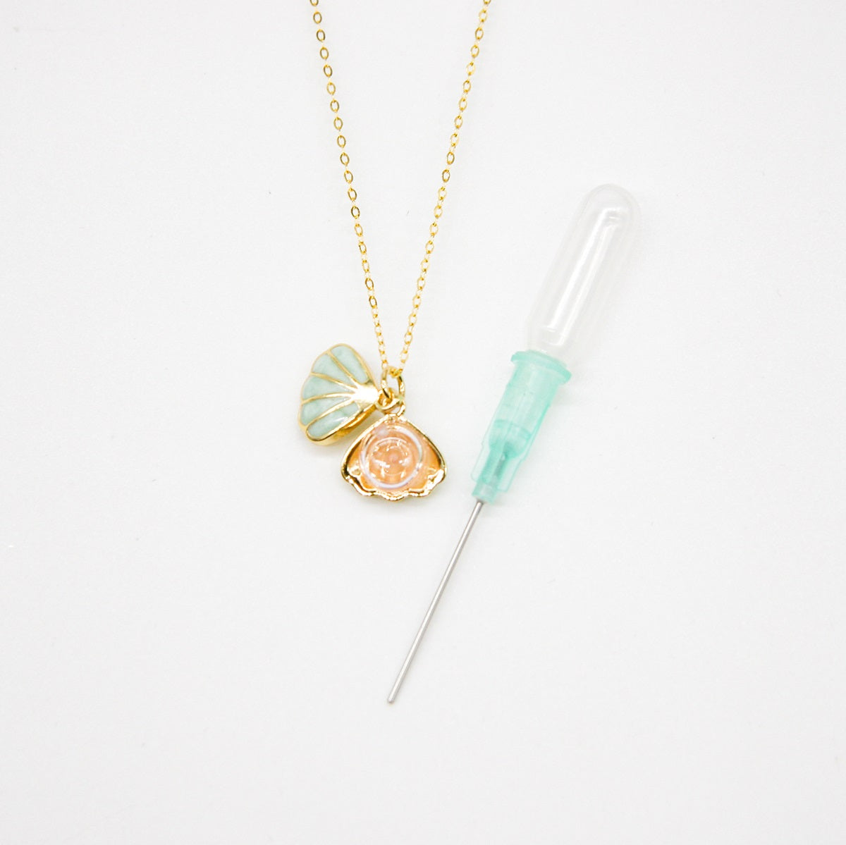 Green Shell Murano Aroma Necklace - Paradise Peach | Energy & Healing | Diffuse on the go | Sterling Silver Gift