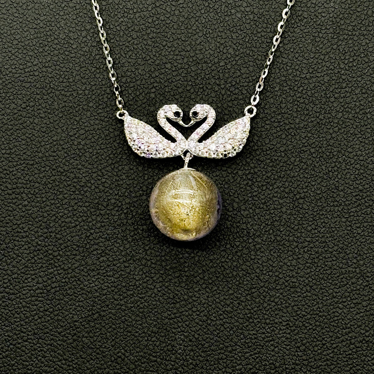 Sterling Silver Twin Swan Aroma Necklace - Gold Purple | Energy & Healing | Diffuse on the go