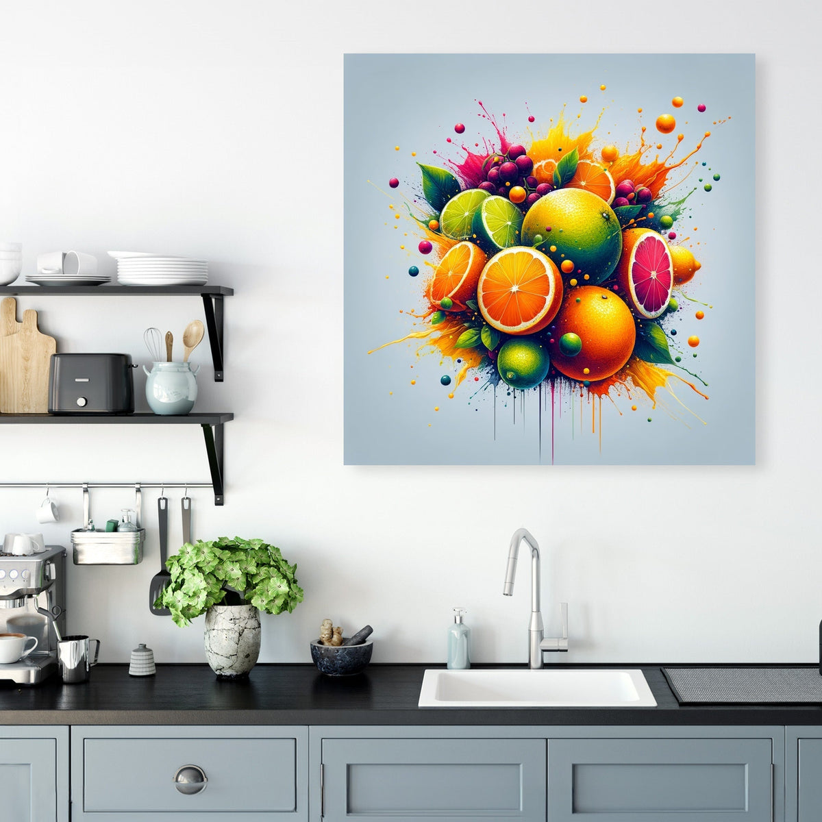 Abstract Citrus Fusion Canvas