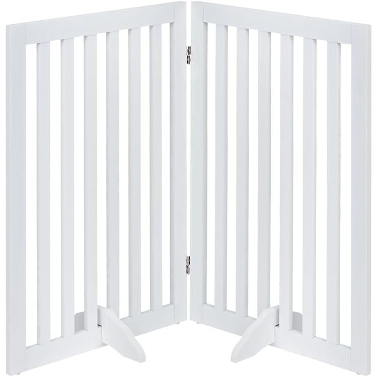 Free Standing Pet Gate 91cm Foldable Dog Room Divider White unipaws