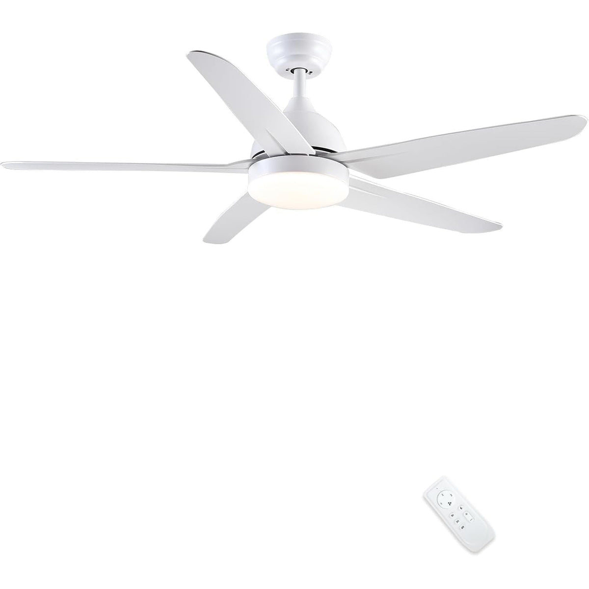 51 Inch Ceiling Fan With Light Remote White 5 Blade LED CJOY