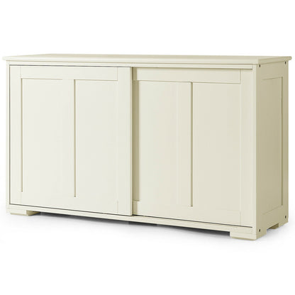 Storage Sideboard with Sliding Door and Double Partition-Black