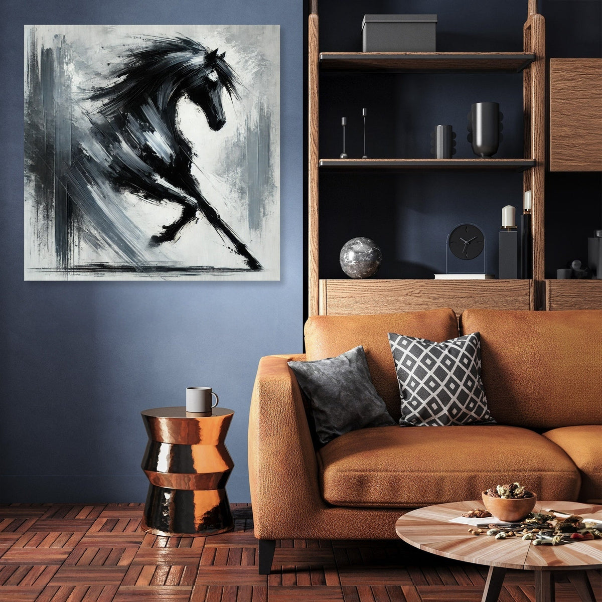 Dynamic Black Horse Canvas