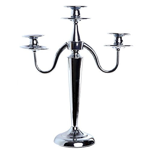 Large Tall Candelabra 5 Arms 3 Arms Candle Holder Silver Solid Brass (3 Arms)