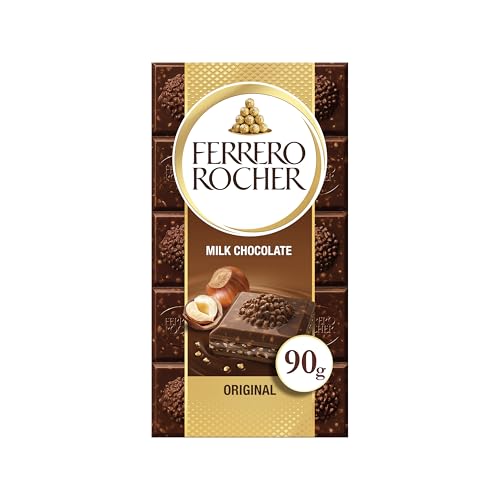 Ferrero Rocher White Chocolate with Crunchy Whole Hazelnut and Cocoa Filling, 90g