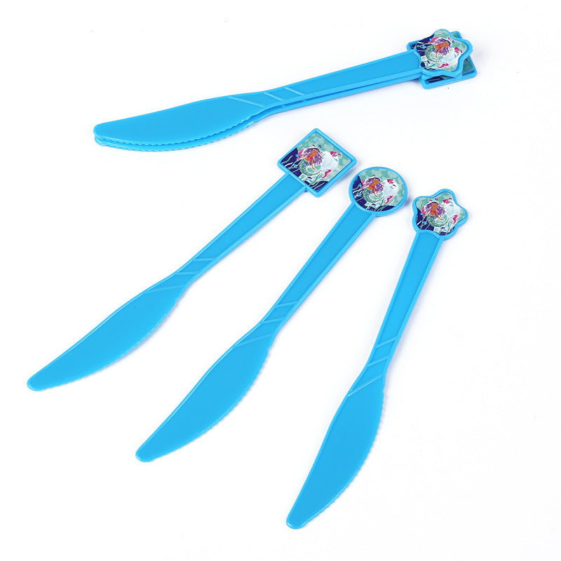 Disposable knife, fork, spoon, paper cup, paper plate