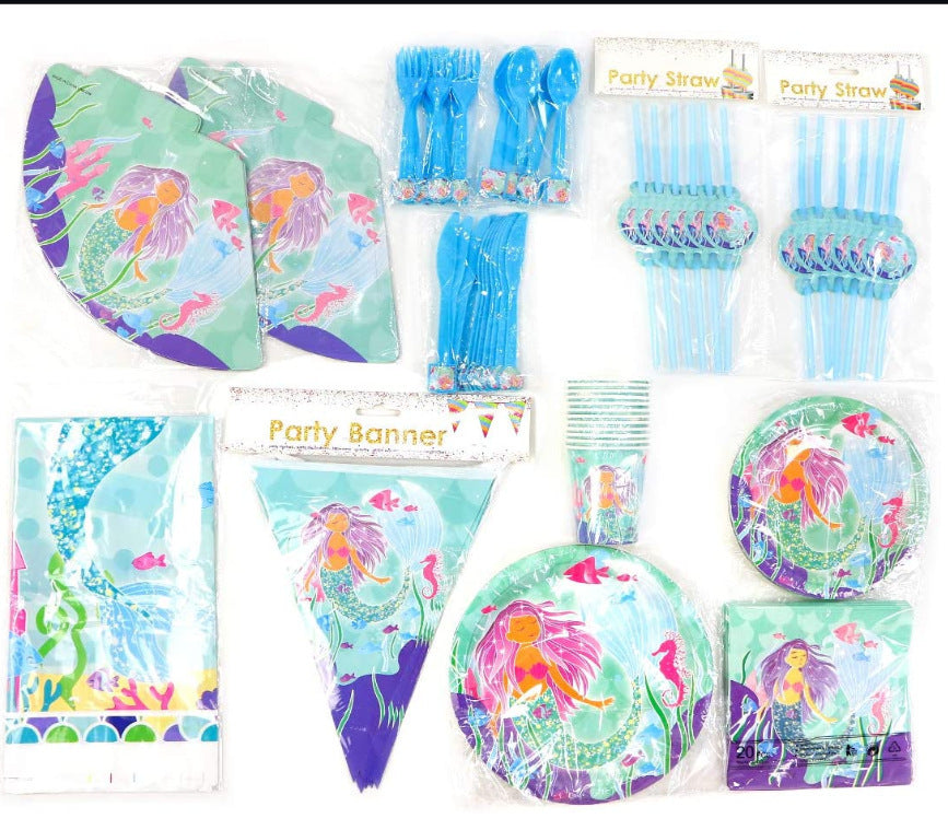 Disposable knife, fork, spoon, paper cup, paper plate