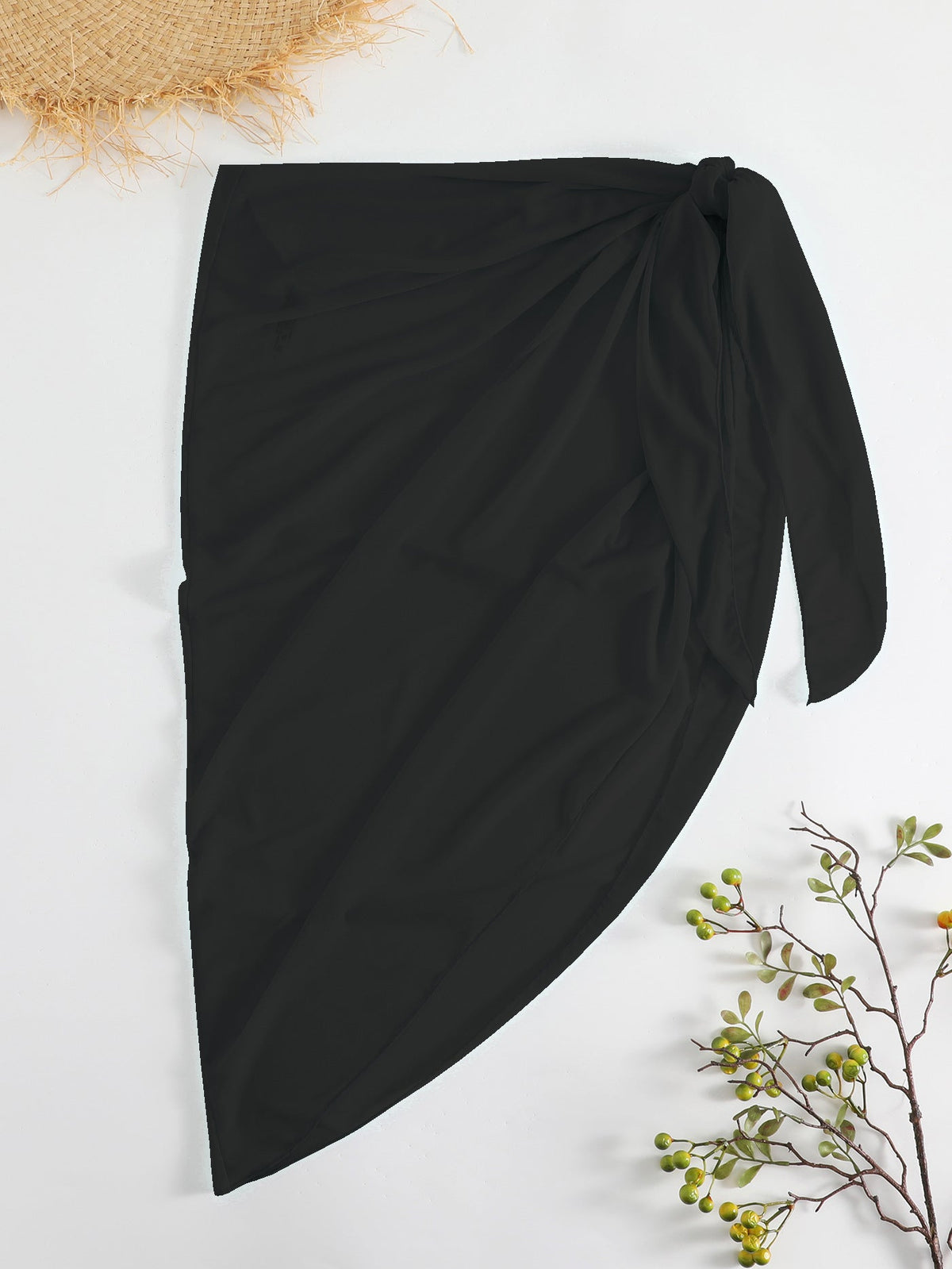 Asymmetrical-cut Sun-protective Sexy Solid-color Beach Dress