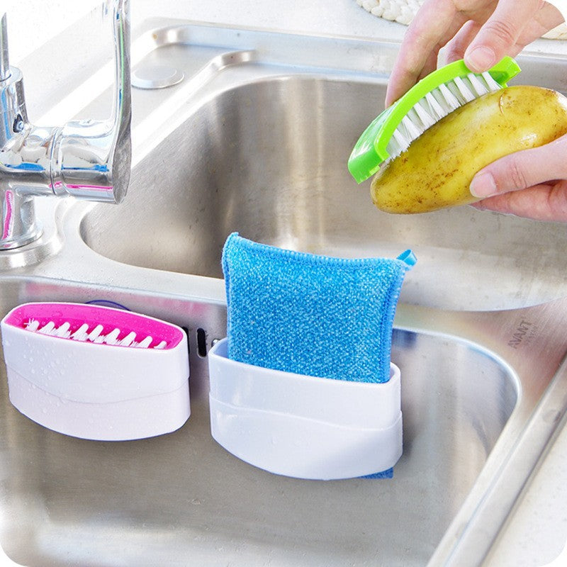 Suction Cup Kitchen Cleaning Brush - Cutlery, Chopsticks, Fruit and Veg Brush