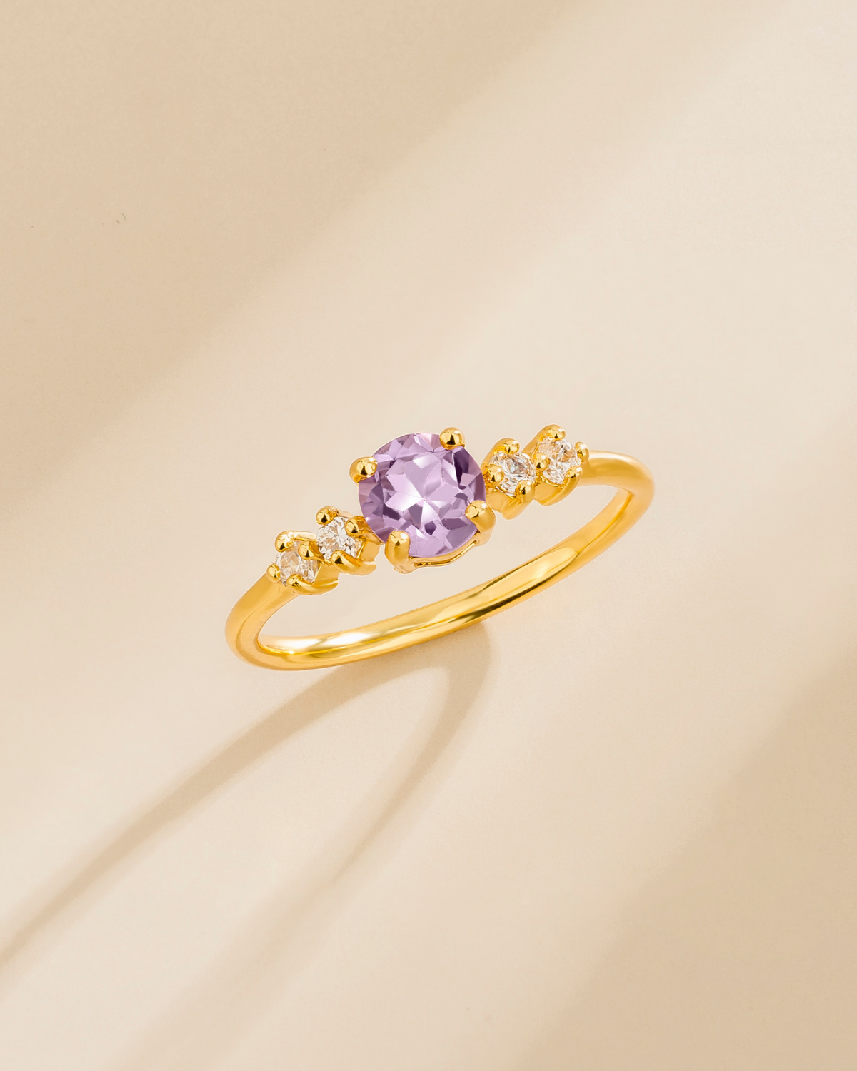 Lavender Amethyst Five Stone Ring in 18k Gold Vermeil