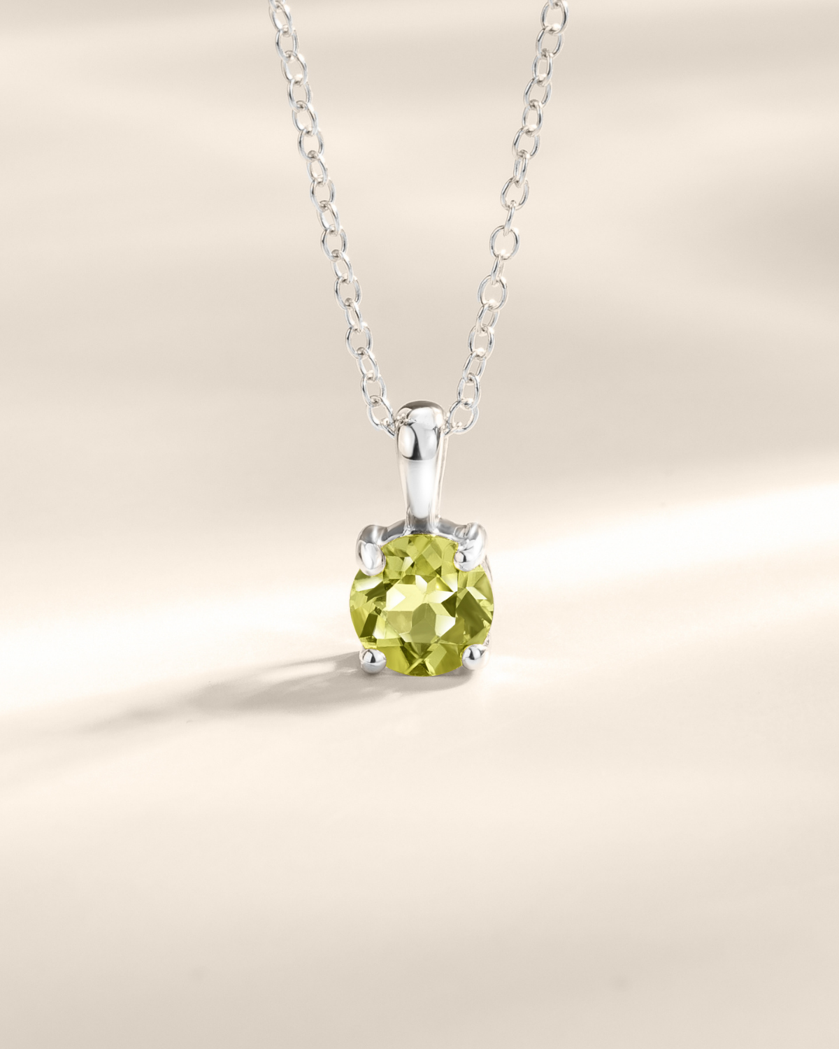Peridot Solitaire Pendant Necklace in Sterling Silver
