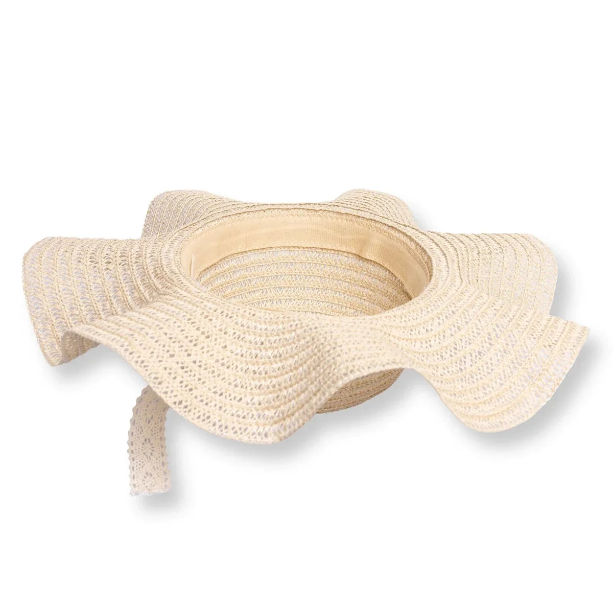 HelloBaby Women's Ribbon Trim Straw Hat (One Size) - Ecru