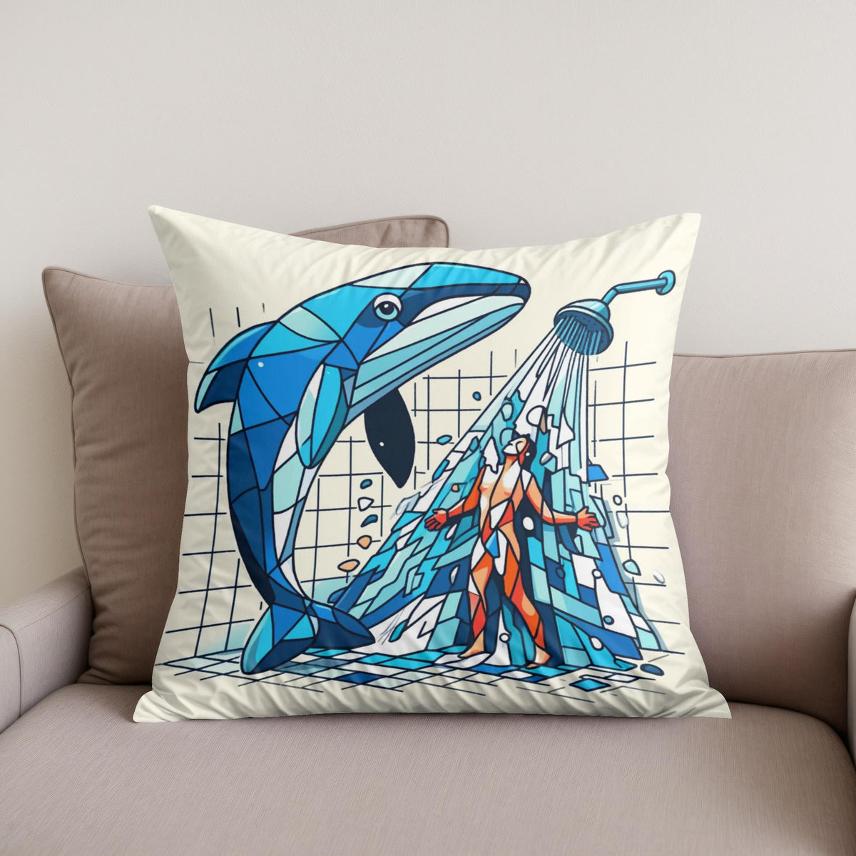 Whale of a Time Shower Cotton Cushion