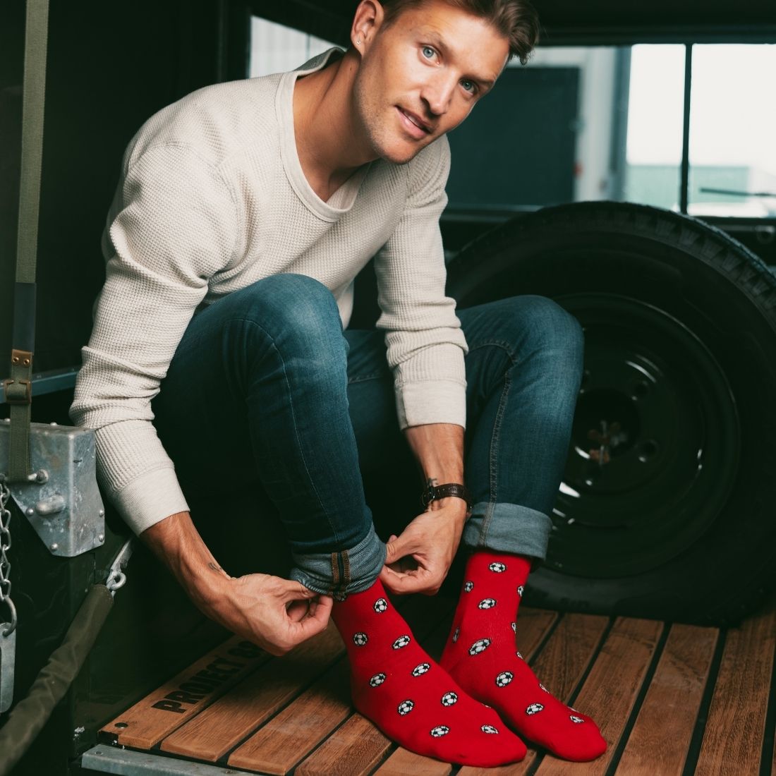 Red Football Bamboo Socks