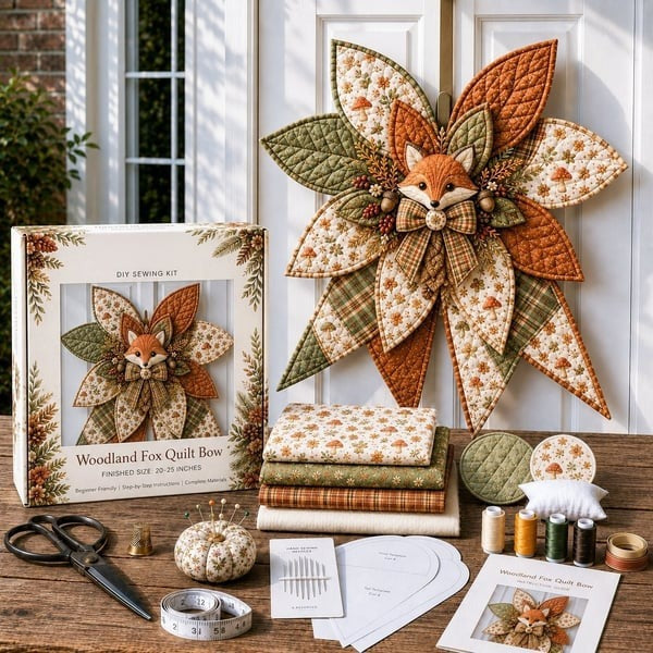 DIY Oversized Quilted Bow Sewing Kit - Fabric Craft Set with Large Bow Pattern