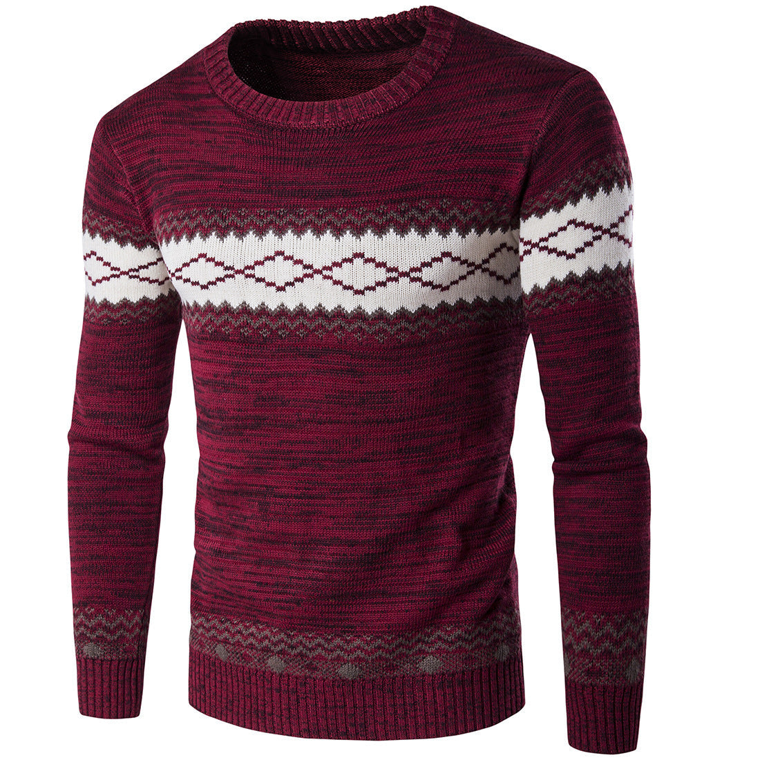 Ethnic Style Color Block Sweater – Warm Knit Pullover
