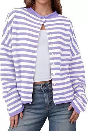 European And American Commuters' Knitted Shirt Soft Glutinous Stripes