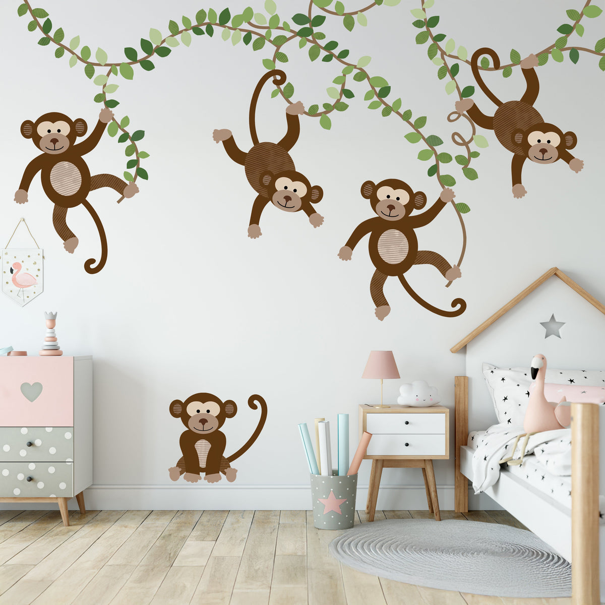 Extra Monkeys, Vines & Leaves - Repositionable Wall Decals Add-on Set