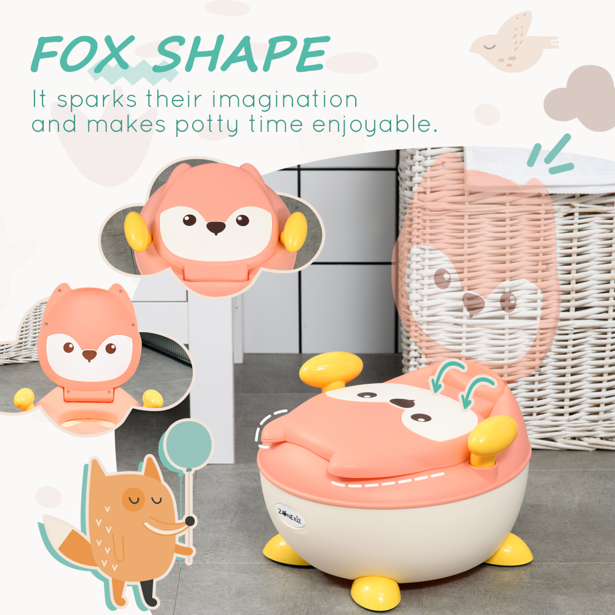 ZONEKIZ Infant Potty Training Toilet with Splash Guard