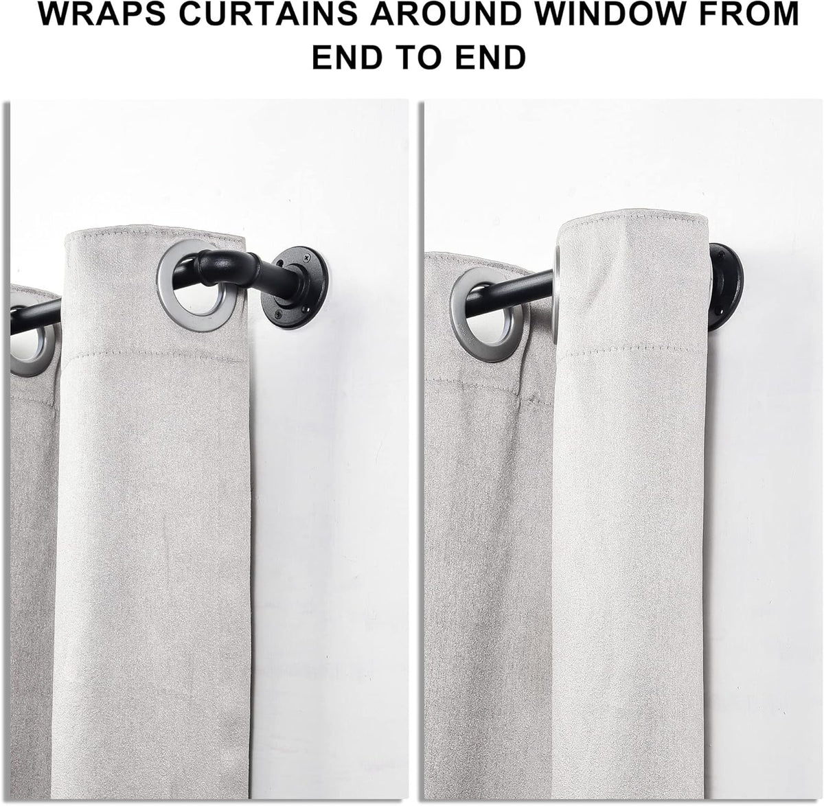 Black Extendable Curtain Poles 67–122cm – 2 Pack Industrial Rods for Eyelets