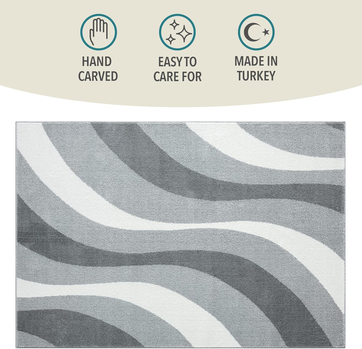 Large Rug 160x230cm Swirl Pattern Short Pile Living Room Area Rug Natural