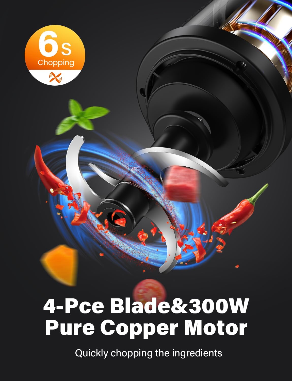 Mini Chopper Food Processor 300W 2x 600ml Bowls 2 Speed Meat Vegetable TWOMEOW