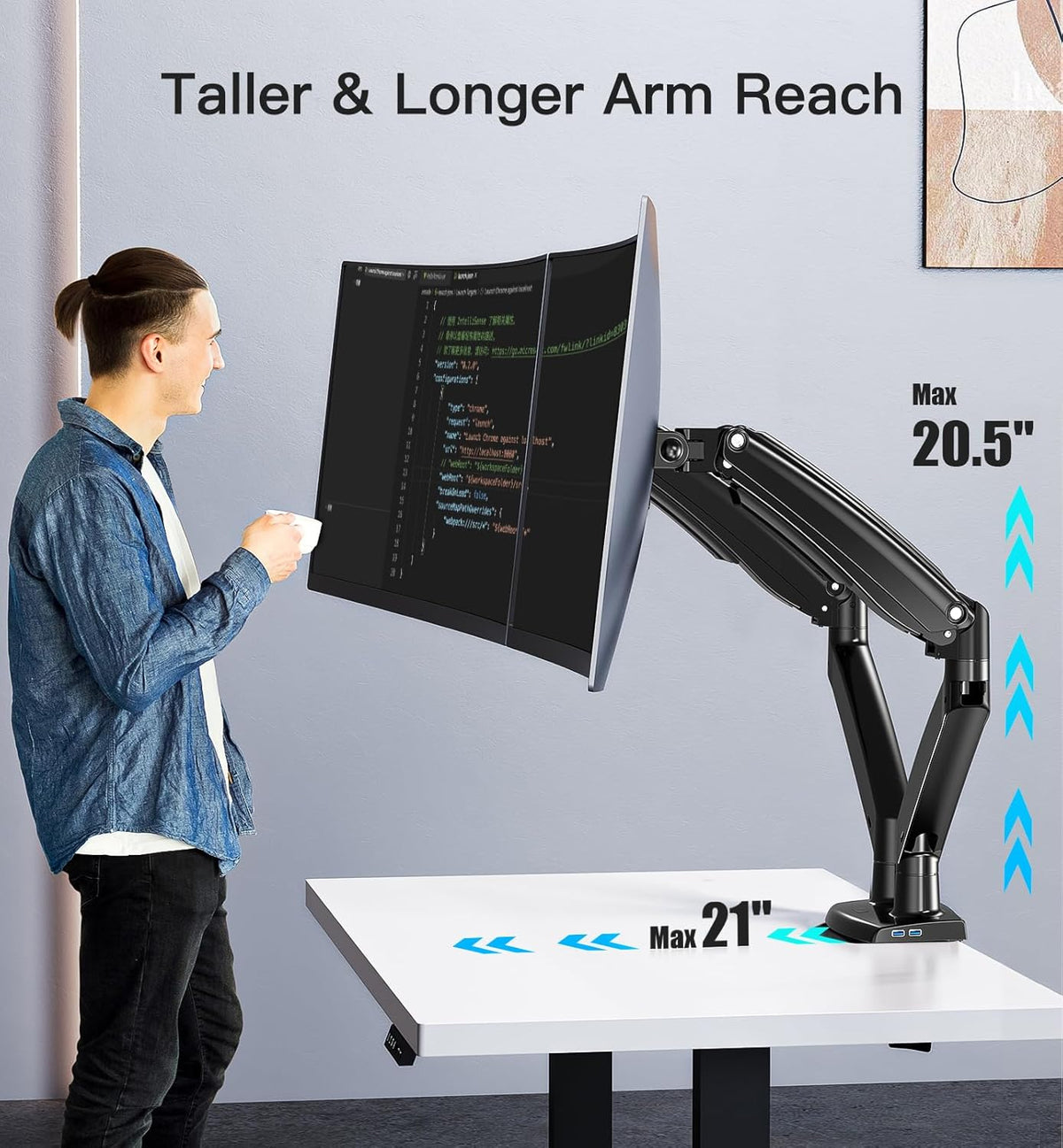 Dual Monitor Arm Adjustable Mount for 22 to 40 Inch Screens Holds 12kg HUANUO