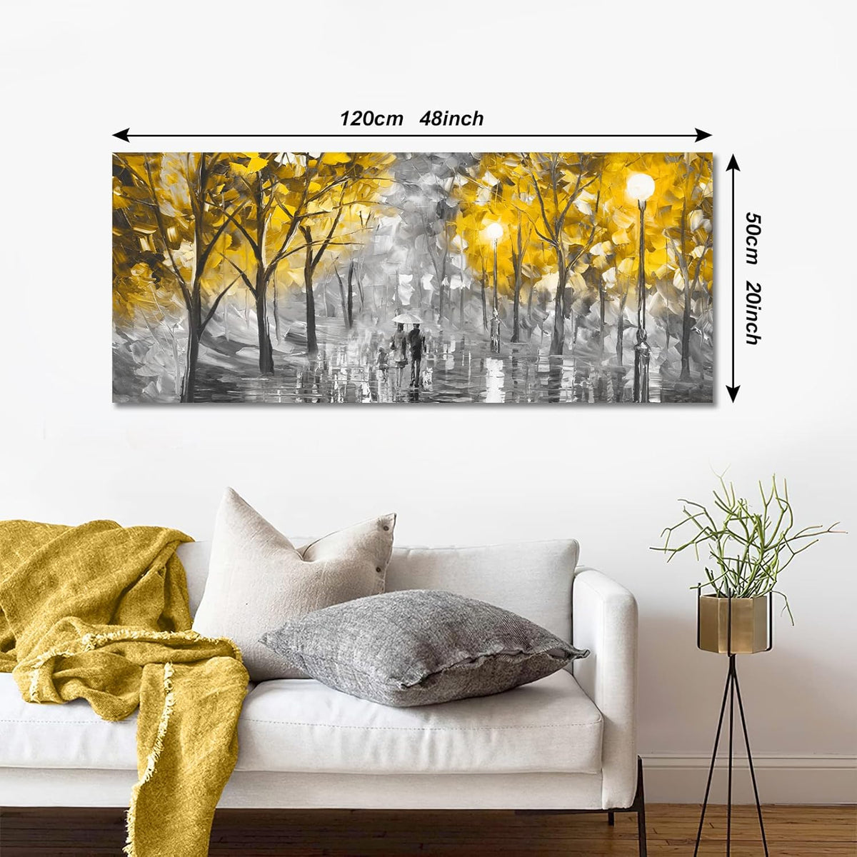 Large Canvas Wall Art Golden Autumn Picture Print 48x20in FajerminArt