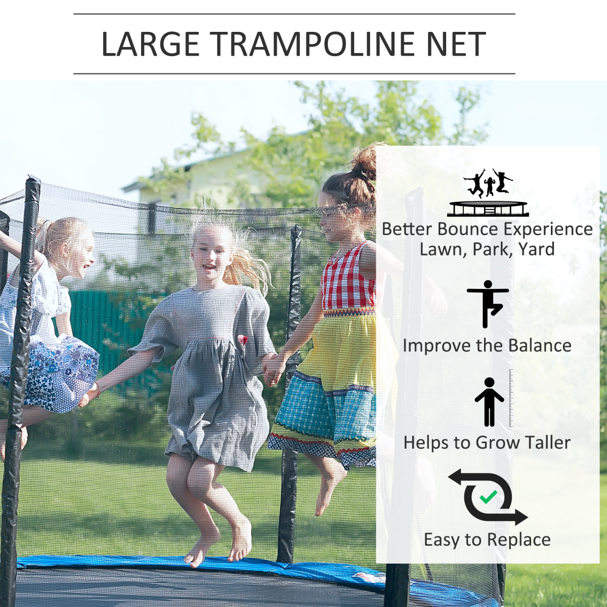13FT Trampoline Replacement Spare Net Safety Enclosure Net Surround Net