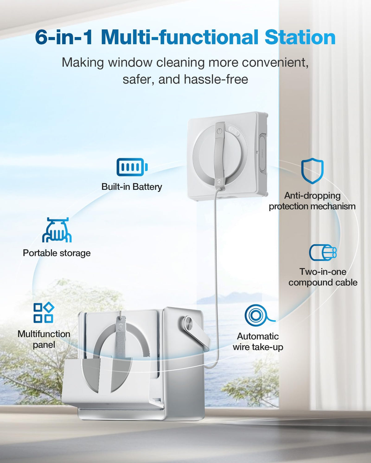 Window Cleaning Robot Glass Cleaner Edge Cleaning Spray System ECOVACS