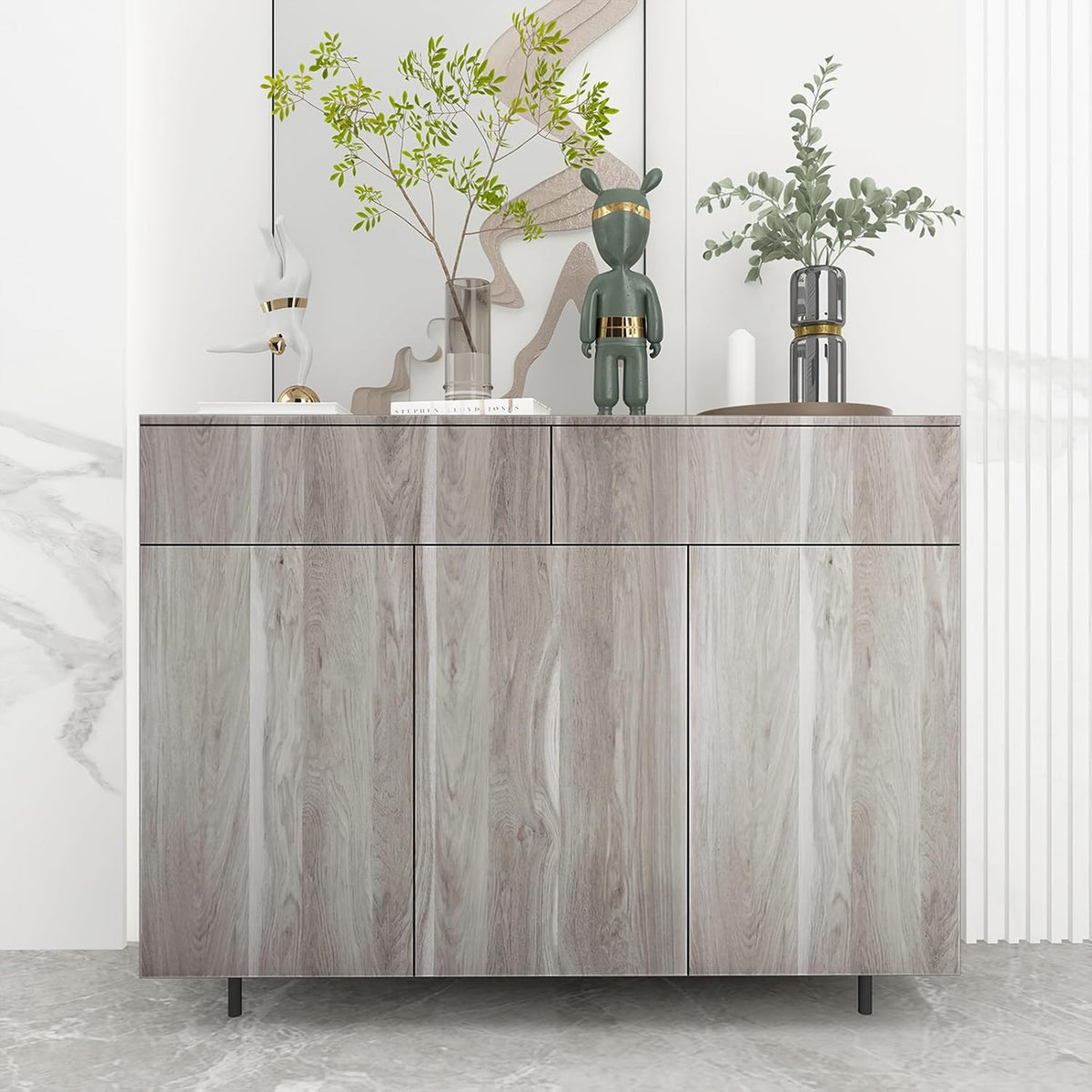 Grey Wood Grain Peel and Stick Wallpaper 31.5x100in Waterproof TOTIO