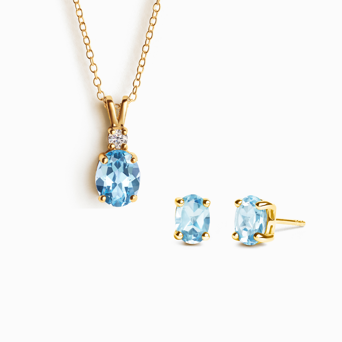 Blue Topaz Necklace and Earrings Set in 18k Gold Vermeil