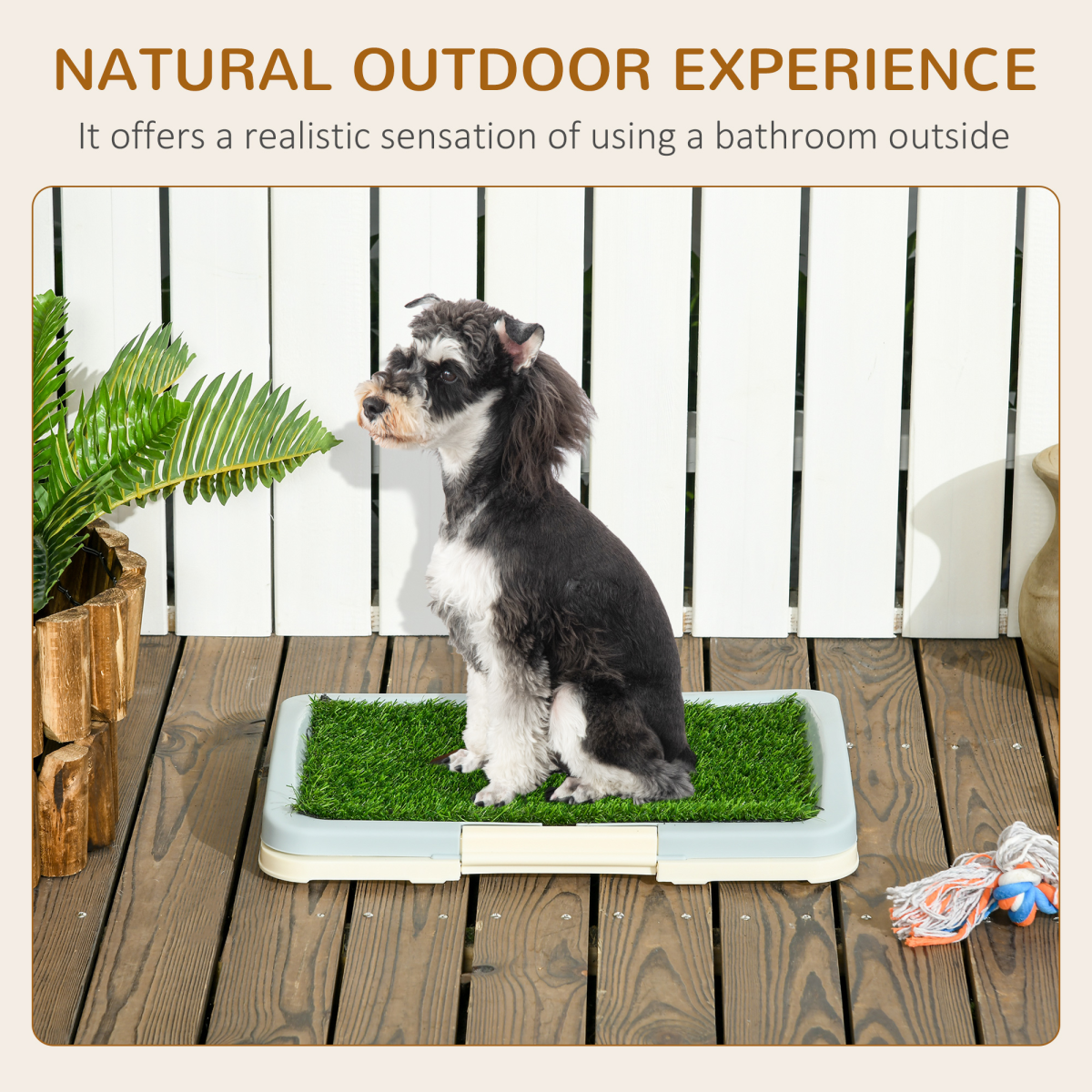 PawHut Dog Toilet Indoor w/ Artificial Grass, Grid Panel, Tray, 46.5 x 34cm